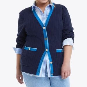 Draper James CASSADEE CARDIGAN IN NAVY Size:XXL Cashmere Wool Blend